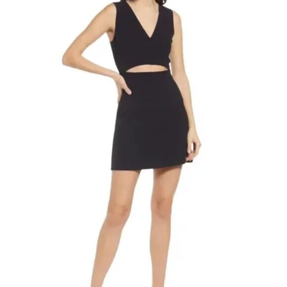 NWT FRENCH CONNECTION Black Whisper V-Neck Cut Out Dress 0 - Picture 2 of 7